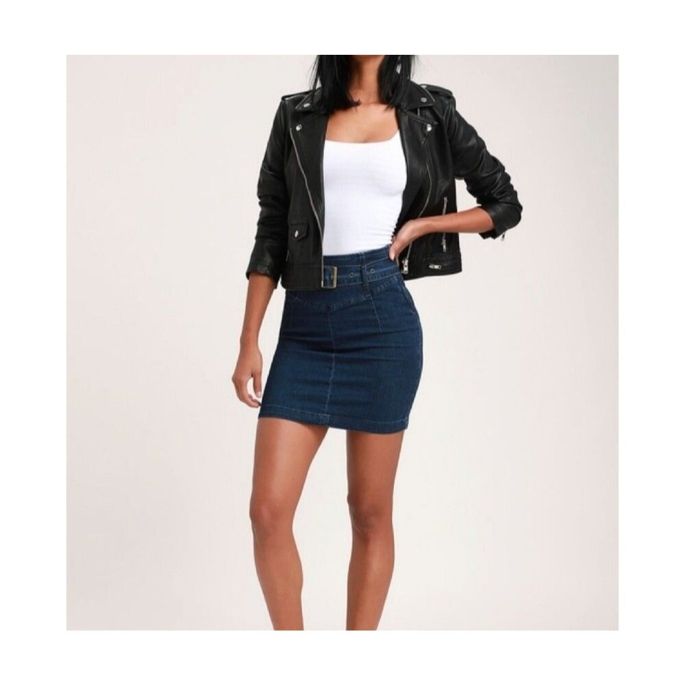 Free People "Livin It Up" Denim Pencil Skirt 2 Americana Urban Cowgirl Festival